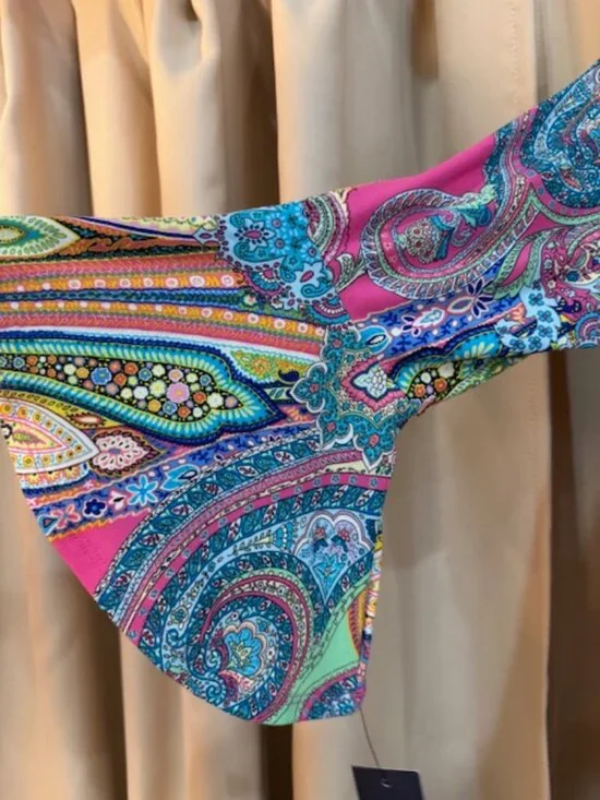 NWT Tommy Hilfiger Womens Plus Paisley Print Bell Sleeve Shift Dress Size 14 - Picture 4 of 4